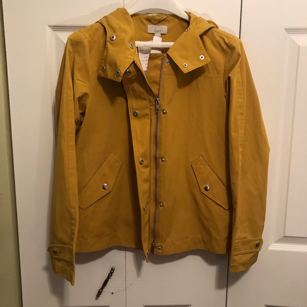 Loft Yellow Hooded Zip Up Jacket